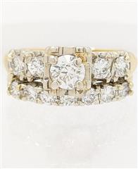 14K 2 Tone Gold 5.2g Ladys Diamond Wedding Set 1.44 TCW Engagement Ring Size-7
